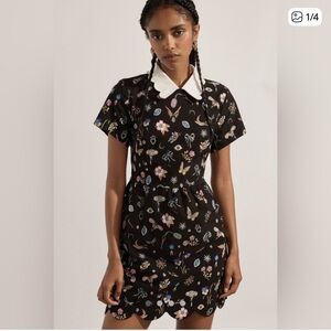 Anthropologie Maeve Butterfly Scalloped Collar Mini Dress Sz S